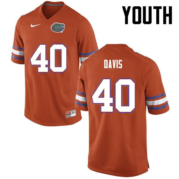 NCAA Florida Gators Jarrad Davis Youth #40 Nike Orange Stitched Authentic College Football Jersey GFI2464OF